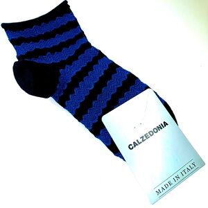 Black and Blue Sparkle Glitter Striped Ankle Socks NWT